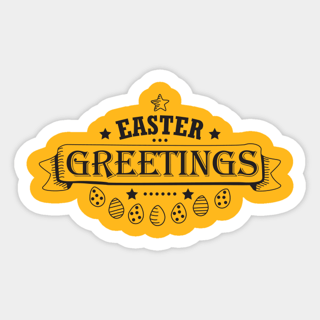 Easter Greetings Black Style Design Funny Easter Outfit Sticker by DimDom